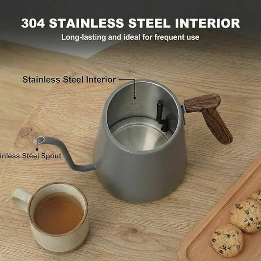 Electric Gooseneck Kettle, Pour Over Kettle for Coffee & Tea, Hot Water Boiler, 100% Stainless Steel Inner Lid & Bottom (K01)