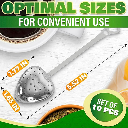 10 Pcs Heart Tea Infuser for Loose Leaf Tea Steeper – Rust-Resistant Stainless Steel Strainers with Secure Clasp, Easy Brewing Design, Keeps Loose Leaves Held | Romantic Valentine’s Day Tea Moments