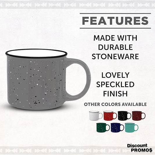 DISCOUNT PROMOS Ceramic Campfire Coffee Mugs 13 oz. Set of 10, Bulk Pack - Perfect for Tea, Espresso, Cappuccino, Hot Cocoa - Grey