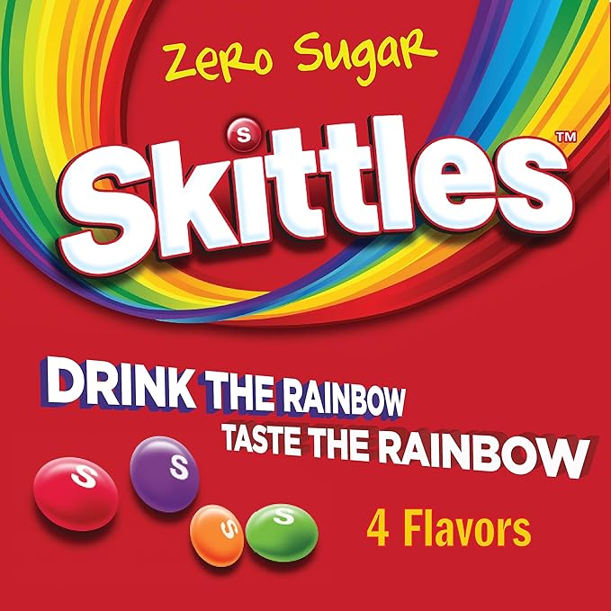 SINGLES TO GO! Skittles Variety Pack, Watertok Powdered Drink Mix, Zero Sugar, Low Calorie, Includes 4 Flavors: Green Apple, Strawberry, Grape, Orange, 1 Box (30 Single Servings)