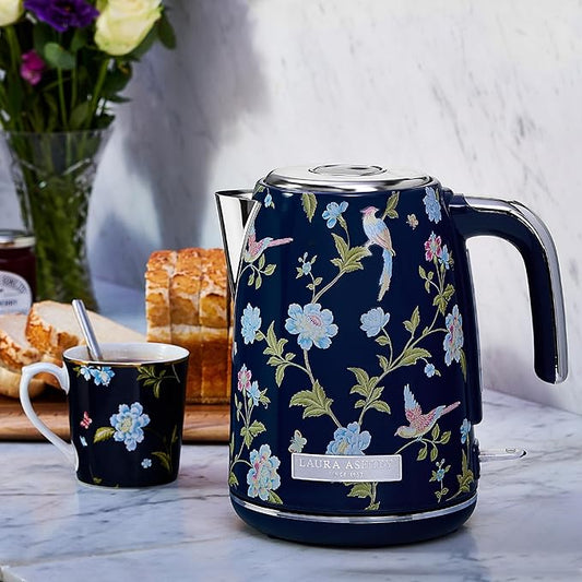 Laura Ashley Stainless Steel Electric Kettle 1.7 Liter - 1500W Rapid Boil Electric Kettles for Boiling Water - Electric Tea Kettles Automatic Shut Off - Overheat & Boil Dry Protection Jug Kettle
