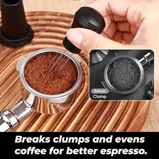 WDT Espresso Distribution Tool Kit, 0.35mm 10 Stainless Steel Needles, One-Piece Molded for Strength and Durability