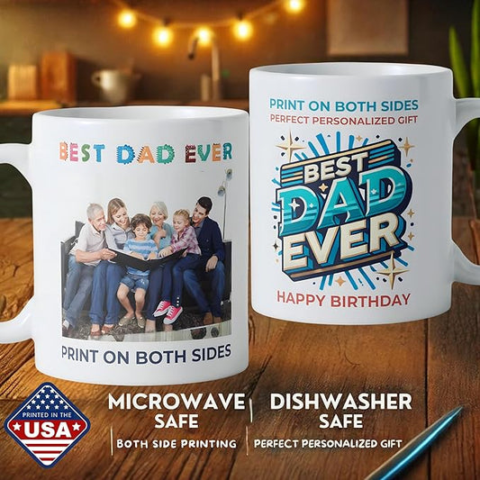 Custom Coffee Mug with Photo, Text, or Logo | Personalized Ceramic Mug 11oz | Customizable Gift for Men, Women | Unique Gift for Birthdays, Holidays, Christmas | White