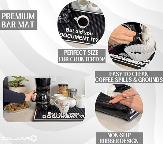 But did You Document It Sign Premium Silicone Bar Mats for Countertop 18x12 in, But Did You Document It Desk Sign Funny Office Decor Mat for Coffee Station, Countertop Protector for Cocktails