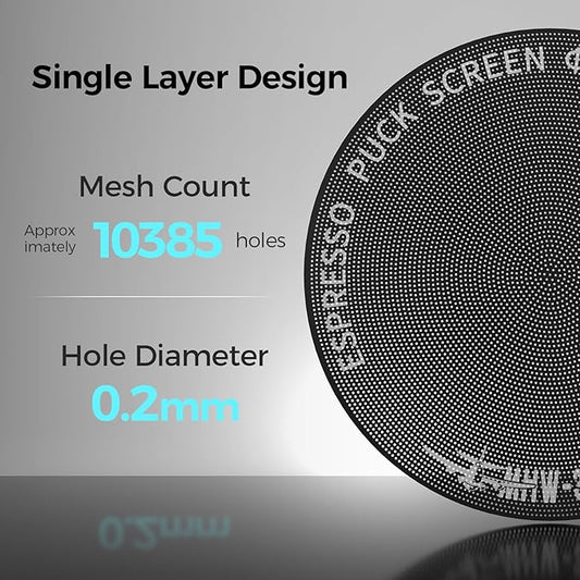 MHW-3BOMBER 54mm Espresso Puck Screen - 0.2mm Ultra Thin Espresso Puck - Metal Reusable Coffee Filter for Portafilter Basket 54mm - Puck Screen with Titanium Coating FG5641-OS