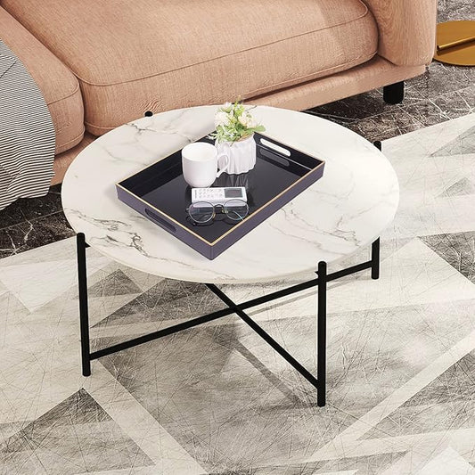 MAONAME Black Serving Tray with Handles, Rectangular Decorative Tray, Modern Coffee Table Trays, Plastic Ottoman Trays for Bathroom, Decor, 15.7” x 11.8” x 1.57"