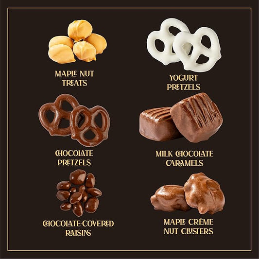 3-Pack Snackberry Premium Chocolate Gift Box – Gourmet Assortment with Chocolate Pretzels, Maple Nuts, Yogurt Pretzels & Milk Chocolate Caramels – Perfect for Holidays, Birthdays & Corporate Gifts