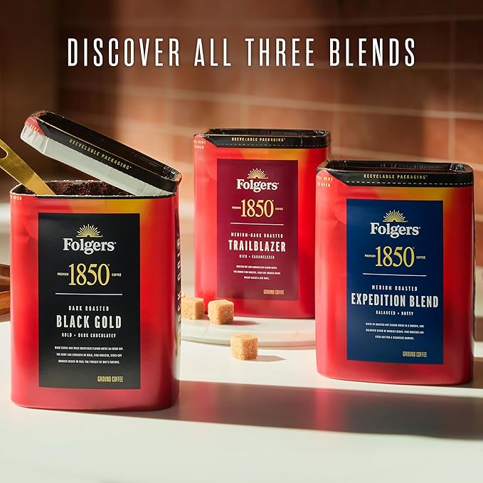 Folgers 1850 Expedition Blend Medium Roast Ground Coffee, 12 Ounce (Pack of 6)