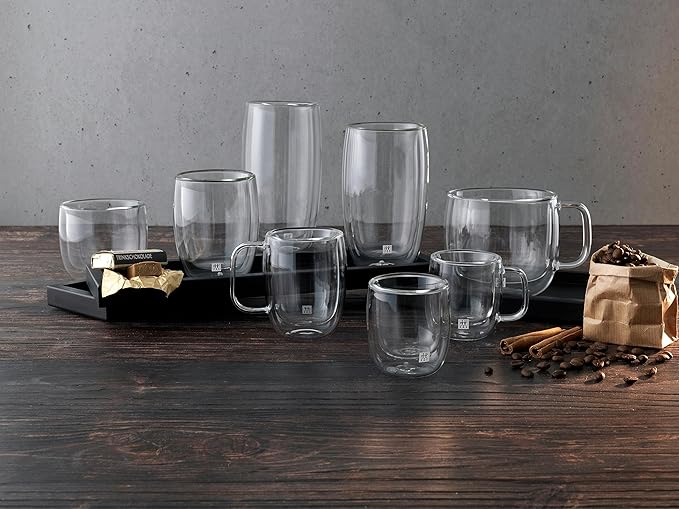 ZWILLING Sorrent 39500-076 Sorrento Double Wall Glass Coffee 6.8 fl oz (200 ml), Set of 2 Pieces, Tumbler, Heat Resistant, Cold Insulation, Double Wall Construction, Coffee Cup, Microwave Safe
