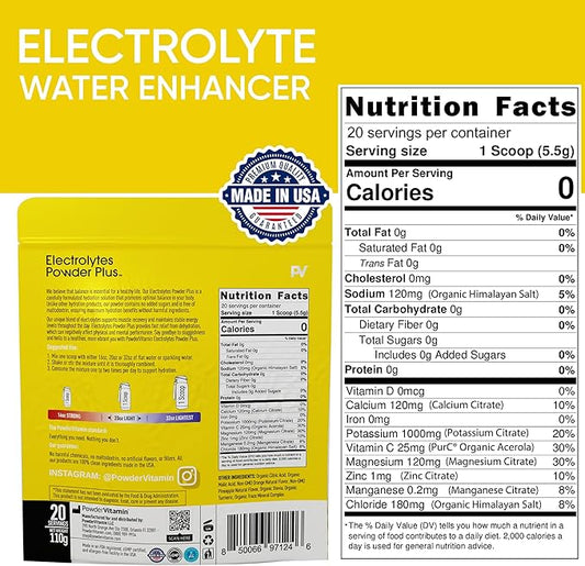 PowderVitamin Electrolytes Powder Plus (20 Servings) Orange Pineapple Electrolyte Powder Zero Calorie Keto,0 Sugar, No Maltodextrin,1000mg Potassium,120mg Calcium,120mg Magnesium, Pink Himalayan Salt