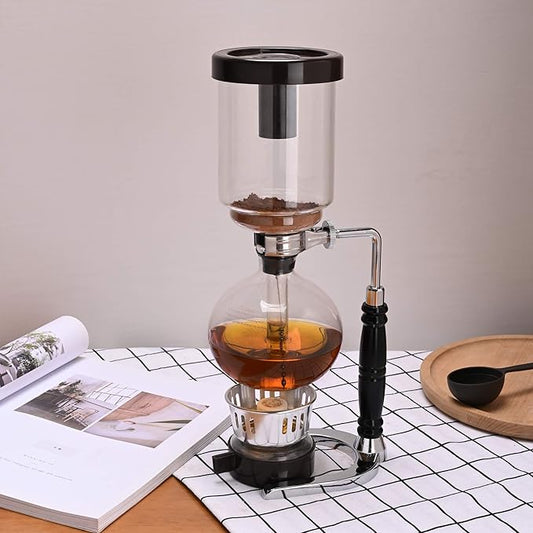 LUEUR Siphon Coffee Maker, Vacuum Coffee Brewer, Heat-Resistant 5-Cup Glass Siphon Coffee Maker with Reusable Cloth Filter, Hot Tea Maker for Home, Household and Office
