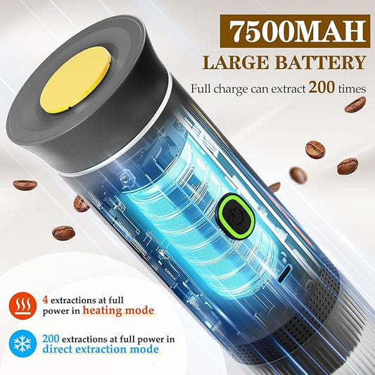 Portable Coffee Maker, Espresso Machine for camping, Travel Coffee Maker with USB-C, 3-in-1 Small Espresso Machine with Ground Coffee & Capsules (NS&DG) for RV, Hiking, Office(Grey)