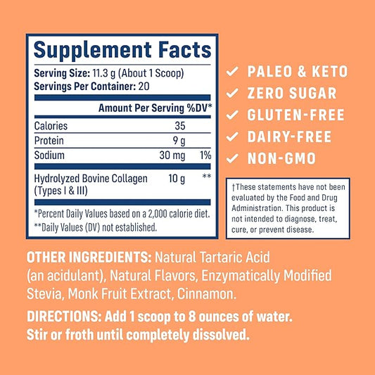 NativePath Collagen Peptides - Hydrolyzed Type 1 & 3 Collagen. Keto & Paleo Grass-Fed Protein Powder for Hair, Skin, Nails, Bones, Joints, Digestion and More - No Gluten or Dairy (Peach, 226g)