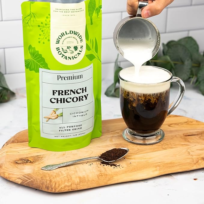 Worldwide Botanicals French Chicory Root, 1 Pound - Brew Like Coffee, Blend Roasted Chicory Root With Coffee, Prebiotic, Acid Free, Caffeine Free, Kosher