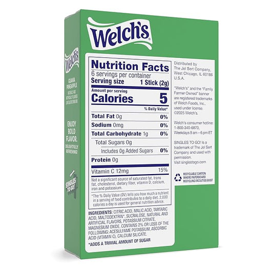 Welch's Singles To Go Water Drink Mix - Powder Sticks, 12 Boxes with 6 Packets Each - 72 Total Servings, Guava Pineapple, Pack of 12