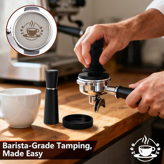 Espresso Tamper 53mm – Fits 54mm Breville Sage Portafilter – Compatible With Barista Express, Bambino Plus, Barista Pro, Infuser – Spring Loaded Calibrated Self Leveling Coffee Tamper Tool