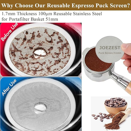 WDT Tool Espresso Accessories Kit: 51mm Dosing Funnel Puck Screen, 6 Stainless Steel Needles Espresso Distribution Tool | Espresso Tools Barista Tools Fit Espresso Coffee Machines of 51mm Portafilters