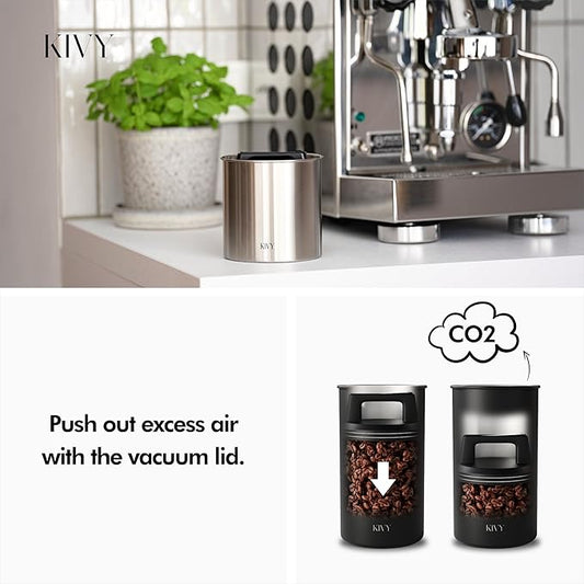KIVY Airtight Vacuum Coffee Canister, Stainless Steel Coffee Storage Container