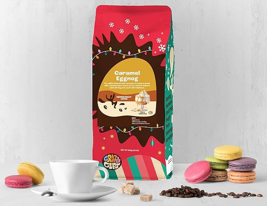 Crazy Cups Flavored Holiday Ground Coffee Variety Pack, Includes Holiday Spice, White Christmas, Caramel Eggnog in 10 oz Bags, 3 Pack