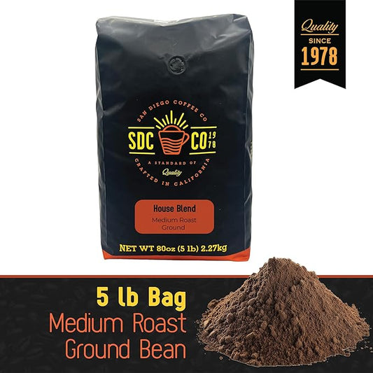 San Diego Coffee House Blend, Medium Roast, Ground Coffee, 5-Pound Bag Café molido tostado