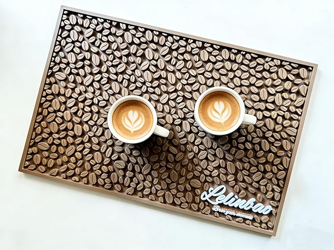 Bar Mats for Countertops, Heavy Duty Rubber Mat, 3D Coffee Bean Coffee Bar Mat, Dish Drying Mat for Kitchen, Restaurant, Coffee Bar Essentials, Non-Slip Drip Tray Mat(Coffee,18"x12")