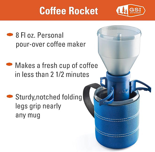 GSI Outdoors Coffee Rocket Pour-Over Coffee Maker I Collapsible, Nesting, Drip Coffee Set for Camping & Travel