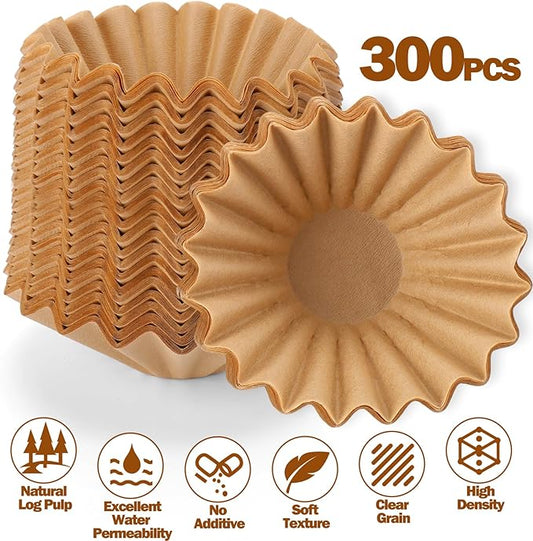 Palksky Unbleached Coffee Filter for Ninja Coffee Maker PB051/PB041,300Count Disposable Cone Filters for Ninja Pod & Grounds Specialty Single-Serve Machine, Brown