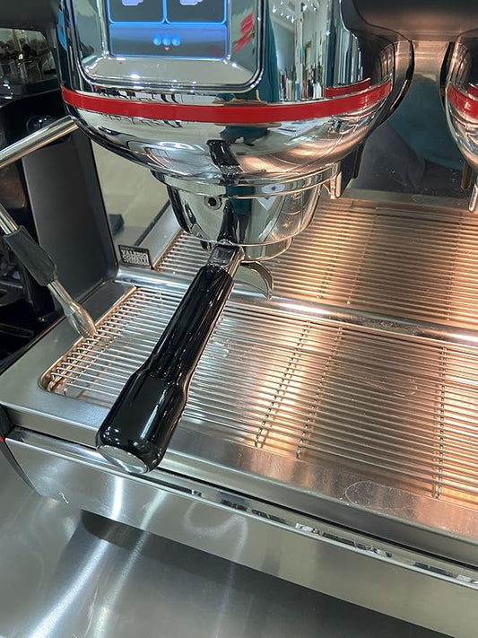 58mm Double Spout Portafilter Compatible with La Marzocco Espresso Machine Stainless Steel Espresso Portafilter with Double Shot Filter Basket Espresso Accessories-Handle Plastic