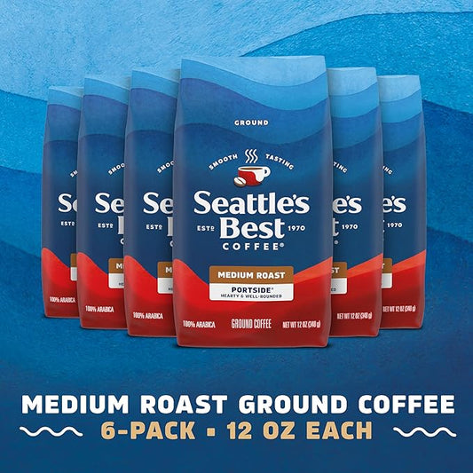 Seattle's Best Coffee Portside Blend Medium Roast Ground Coffee | 12 Ounce Bags (Pack of 6)
