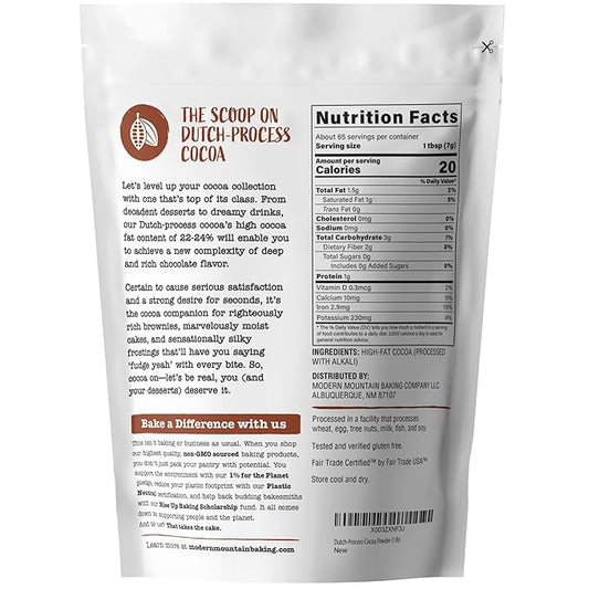 Cocoa Powder (1 lb) Dutch Processed Cocoa Powder, Unsweetened, Extra Rich Cocoa Flavor, 22-24% Fat, Premium Culinary Grade, Non-GMO, Perfect Cocoa for Baking and Cooking
