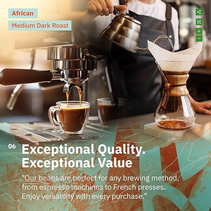Horn of Africa Signature Reserve Espresso Blend - Medium Dark Roast Coffee Beans, Freshly Roasted To Order Fine Espresso Grind Coffee, Specialty Grade African Espresso Beans - 5LB