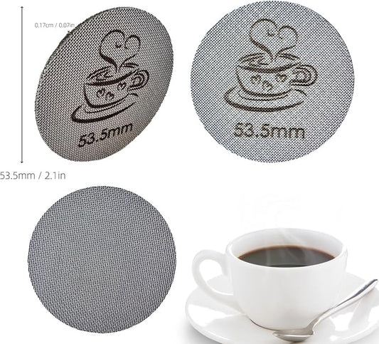 Espresso Puck Screen for 54mm Portafilter Basket, 1.7mm Thickness Made with 316 Stainless Steel, Coffee Machine Reusable Filter for Barista Accessories (54mm *2)