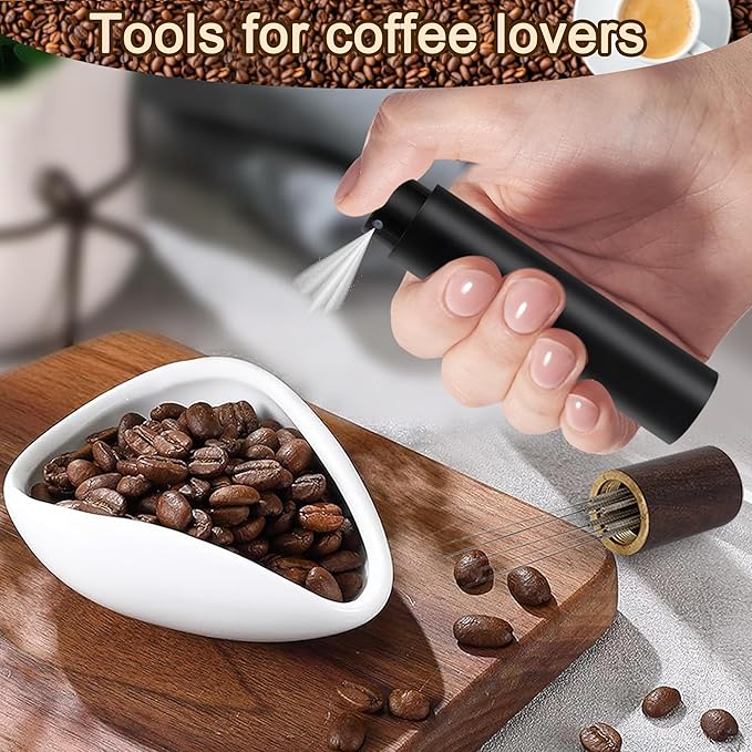 Coffee Bean Dosing Cup and RDT Spray Bottle, Espresso Coffee Stirrer 6 Needles WDT Tool- Coffee Bar Accessories for Coffee Lovers - 3 Pcs