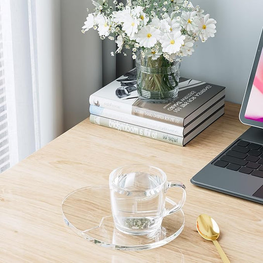 Acrylic Coaster Decorative Plates,Office Desk Accessories, Clear Dinosaur Egg Shape Coffee Cup Decor, Perfect for Tabletop Protection and Display.