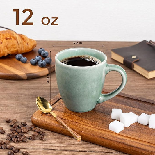 GBHOME Ceramic Coffee Mugs Set of 6, 12oz Stoneware Coffee Mugs Set For Dad Mom Women MEN, Light Weight Coffee Cups for Latte/Tea/Beer/Hot Cocoa, Dishwasher & Microwave Safe