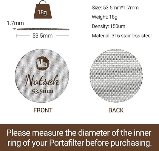 NOTSEK Puck Screen 54mm for Breville, Espresso Puck Screen for Portafilter with Acrylic Storage Box, Resuable 1.7mm 150μm, 316L Stainless Steel Filter Screen for Breville Barista Pro Espress