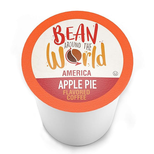 Bean Around The World Flavored Coffee Compatible With 2.0 Keurig K Cup Brewers, Apple Pie, 40 Count (Pack of 1)