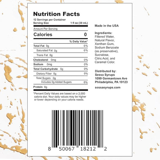 Sessa Syrups Sugar Free Vanilla Syrup 11.8 fl oz – Keto-Friendly, Zero Calorie, Gluten-Free Natural Coffee Syrup