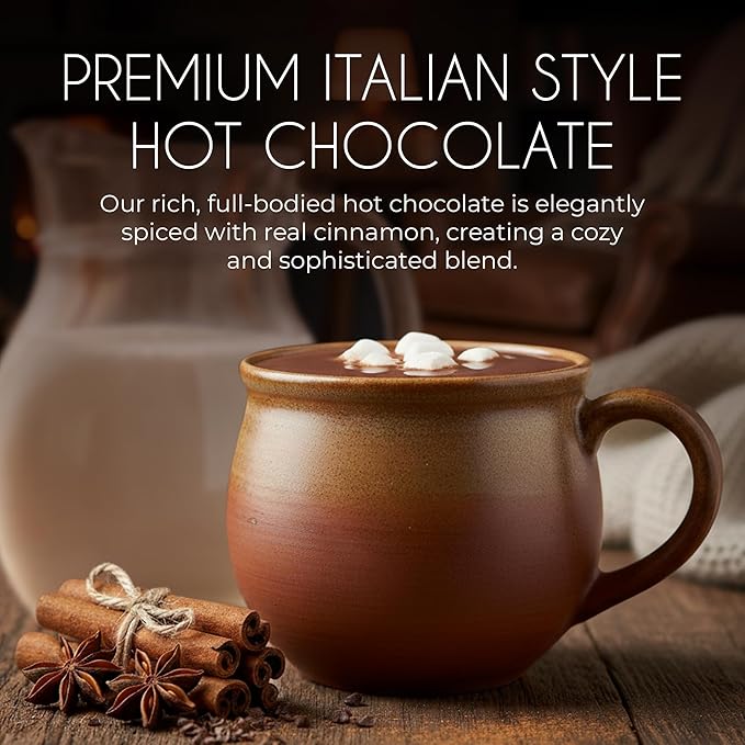 Cafe Garibaldi Premium Cinnamon Hot Chocolate - Instant Cocoa Mix with Cocoa Powder, Gluten-Free & GMO-Free, 8 Servings x 0.62oz Packets, Ideal Italian Hot Chocolate Gift