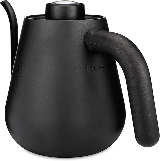 Soma Stainless Steel Gooseneck Coffee & Tea Kettle, Black, 1 Liter, Stovetop