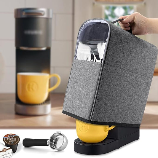 CURMIO Coffee Maker Dust Cover Compatible for Keurig K-Mini and K-Mini Plus, Coffee Making Machine Cover with Pockets for K Cup, Cover Only