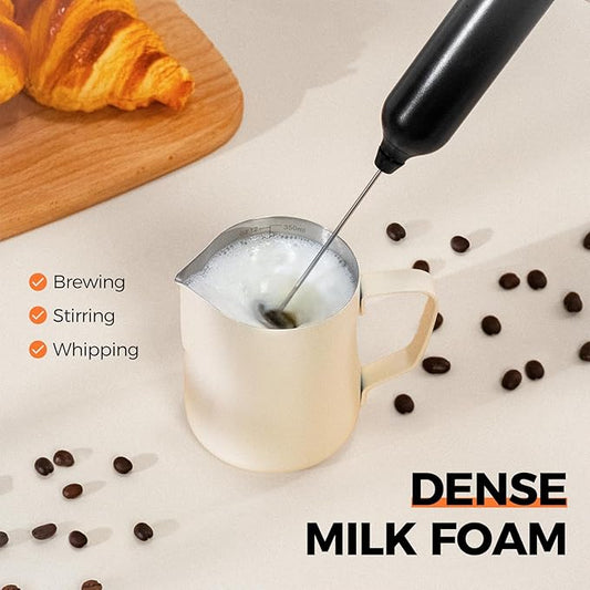 Milk Frother Rechargeable Handheld Electric Whisk Coffee Frother 3 Speed Adjustable Foam Maker Blender for Coffee Matcha Latte Cappuccino Hot Chocolate Kitchen Gifts (Black)