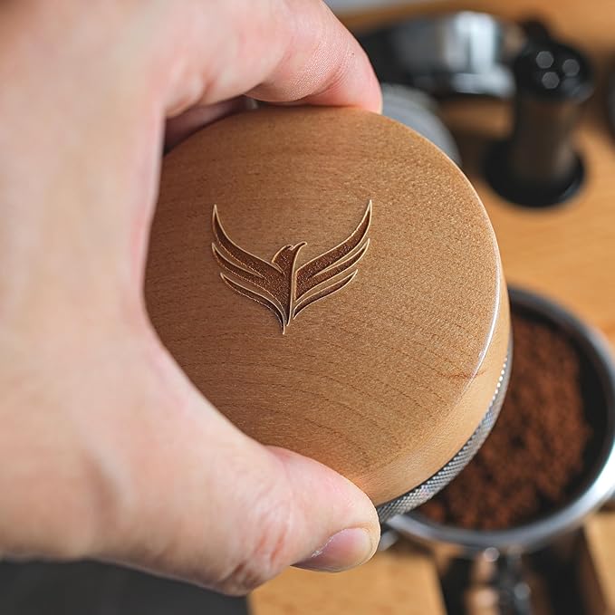 KNODOS Espresso Distribution Tool 58mm Maple Coffee Distributor Adjustable Depth Stainless Steel Espresso Leveler Premium Espresso Machine Accessories For Coffee Bar