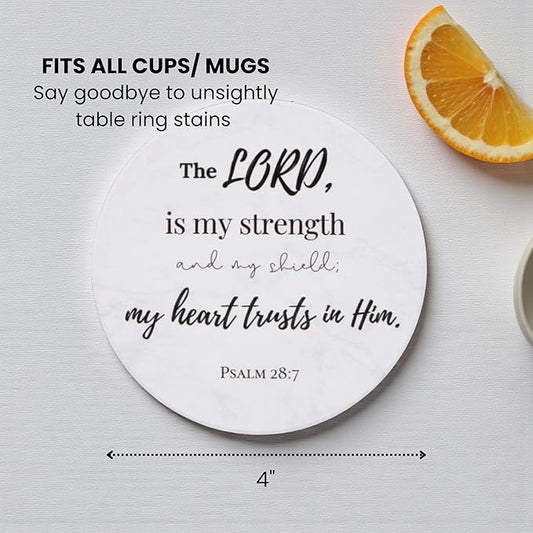 Christian Coasters Set of 6 with Holder– Ceramic Absorbent Drink Coasters for Coffee Table Desk, Modern Cute Moisture Absorbing Coasters, Christian Gifts Alternative to Cork, Silicone or Glass Coaster