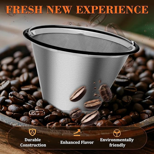Upgraded Stainless Steel #4 Coffee Filter for Technivorm Moccamaster KBGV, KBT, Reusable #4 Coffee Filter, Durable Metal Mesh, for Richer, Fuller Coffee Flavour