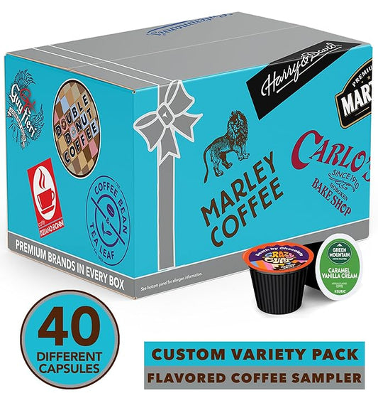 Crazy Cups Flavored Coffee Pods Variety Pack, Fully Compatible With All Keurig Flavored K Cups Brewers, Coffee Sampler, 40 Count
