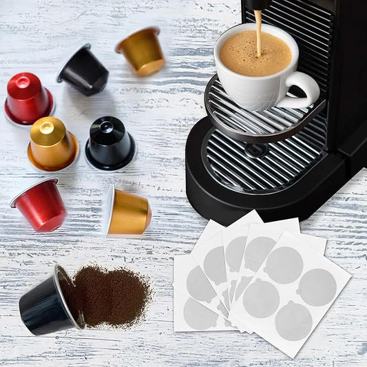 Espresso Capsules Disposable Coffee Pods For Nespresso Original Line,Fillable Empty Aluminum Foil Coffee Filter Capsule,Replacement Pods Kit For Nespresso Coffee Machines (120 Pods+120 Seals Lids)