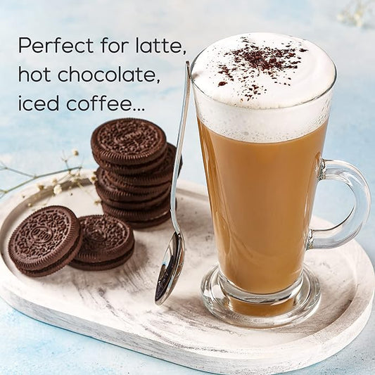 Crystalia Irish Coffee Glasses Set of 2, Latte Mugs with Handle, Clear Tall Glasses for Iced Coffee, Latte, Cappuccino, Hot Chocolate, and Hot Toddy (Small 9 oz)
