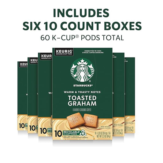 Starbucks K-Cup Coffee Pods, Flavored Hot or Iced Coffee, Toasted Graham, 60 Keurig Pods