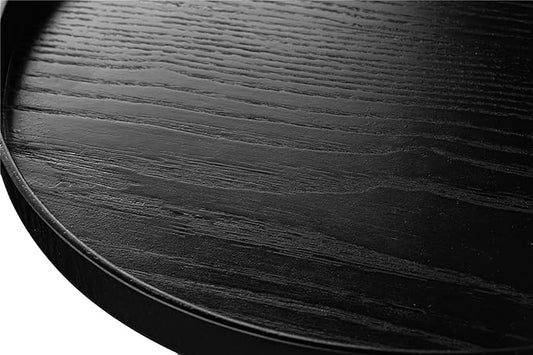 Round Solid Wood Serving Tray Extra Large Tea Coffee Snack Food Meals Serving Plate Non-Slip Kitchen Party Bar Server Ottoman Tray Breakfast Tray with Raised Edges (18inch/45cm) Black